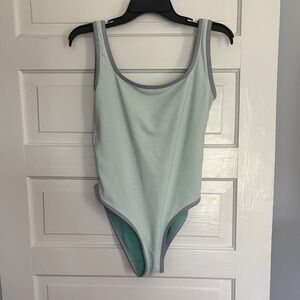 Lainsnow Mint Green One-Piece Swimsuit with Denim Trim